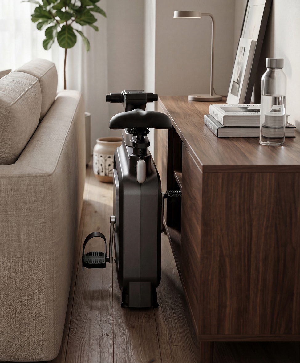 kingsmith-w1b-foldable-exercise-bike-side-profile-storage